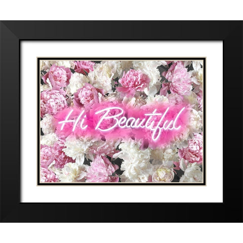 Hi Beautiful Neon Black Modern Wood Framed Art Print with Double Matting by Blake, Madeline