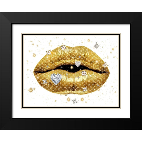 Luxury Lips Gold Black Modern Wood Framed Art Print with Double Matting by Blake, Madeline