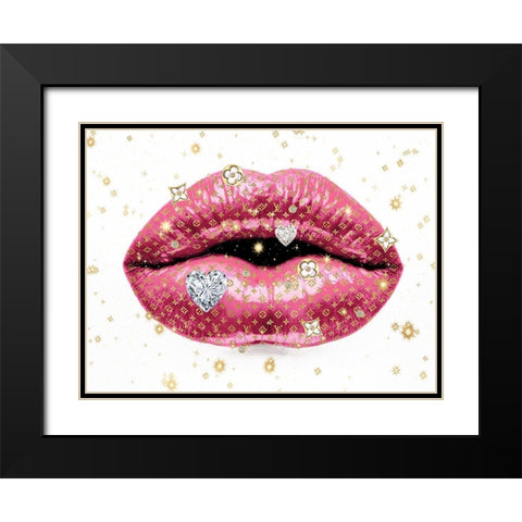 Luxury Lips Pink Black Modern Wood Framed Art Print with Double Matting by Blake, Madeline