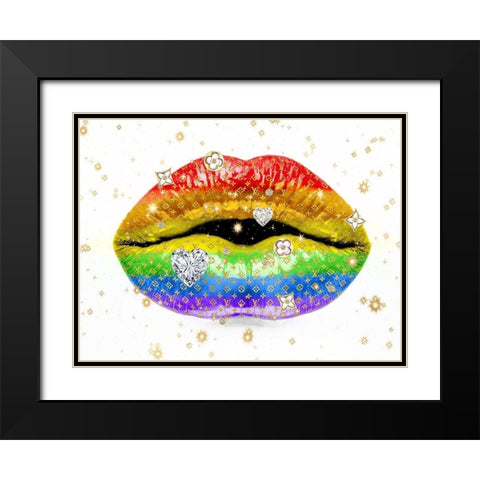 Luxury Lips Rainbow Black Modern Wood Framed Art Print with Double Matting by Blake, Madeline
