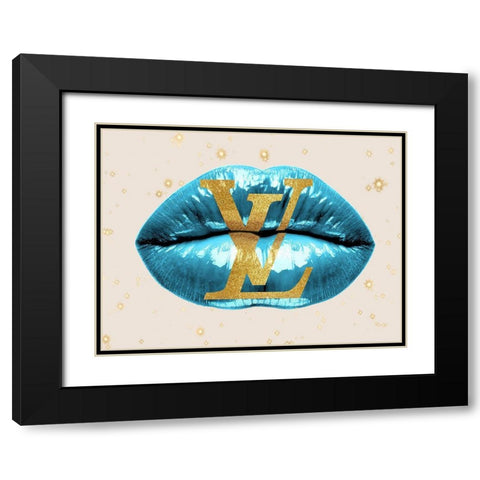 Fashion Lips Blue II Black Modern Wood Framed Art Print with Double Matting by Blake, Madeline