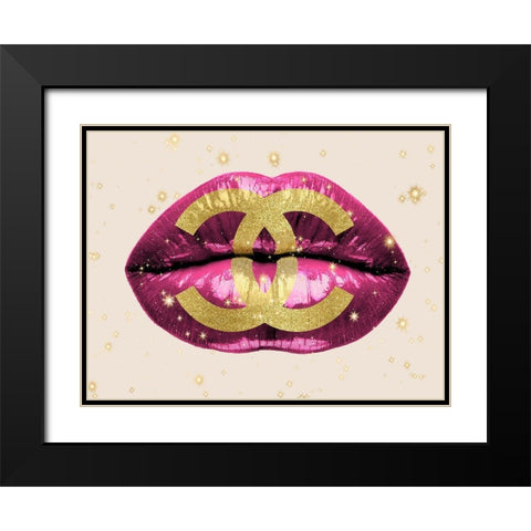 Fashion Lips Pink I Black Modern Wood Framed Art Print with Double Matting by Blake, Madeline