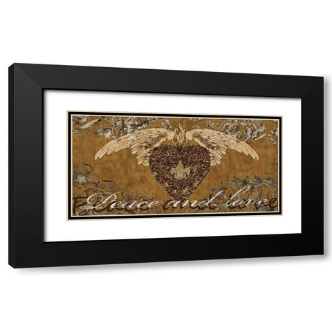 Peace and Love Black Modern Wood Framed Art Print with Double Matting by Glover, Brandon