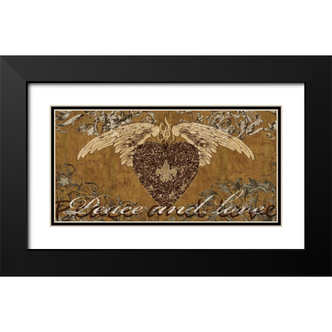 Peace and Love Black Modern Wood Framed Art Print with Double Matting by Glover, Brandon