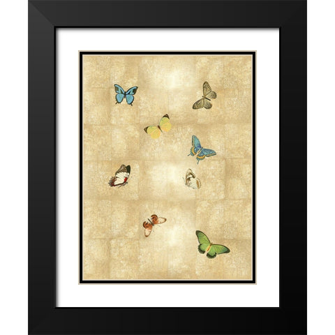 Butterflies on Gold II Black Modern Wood Framed Art Print with Double Matting by Blake, Madeline