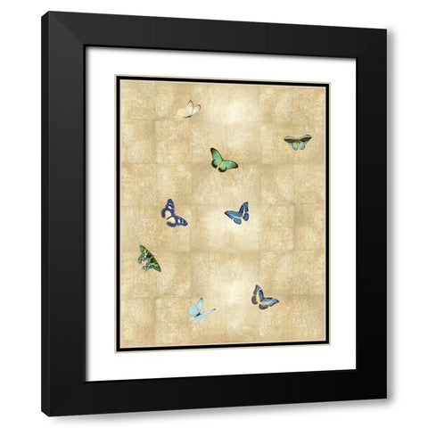 Butterflies on Gold III Black Modern Wood Framed Art Print with Double Matting by Blake, Madeline