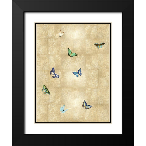 Butterflies on Gold III Black Modern Wood Framed Art Print with Double Matting by Blake, Madeline