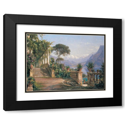 Lodge on Lake Como Black Modern Wood Framed Art Print with Double Matting by Aagaard, Carl Frederic