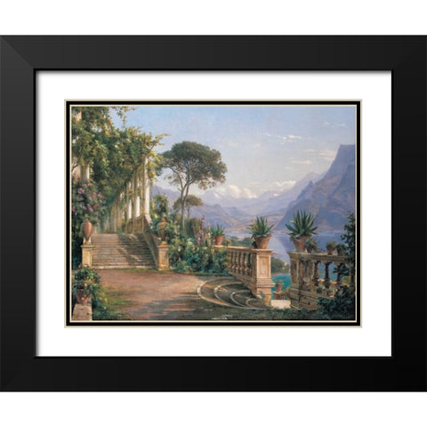 Lodge on Lake Como Black Modern Wood Framed Art Print with Double Matting by Aagaard, Carl Frederic