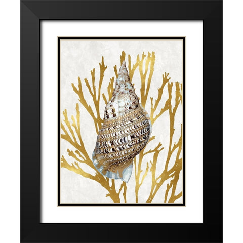 Shell Coral Gold I Black Modern Wood Framed Art Print with Double Matting by Kelly, Caroline