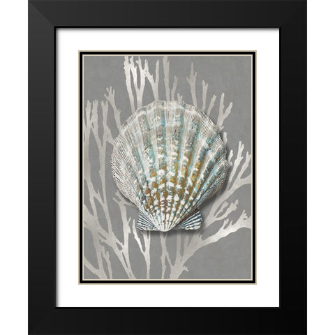 Shell Coral Silver on Gray IV Black Modern Wood Framed Art Print with Double Matting by Kelly, Caroline