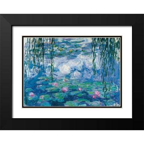 Nympheas Black Modern Wood Framed Art Print with Double Matting by Monet, Claude