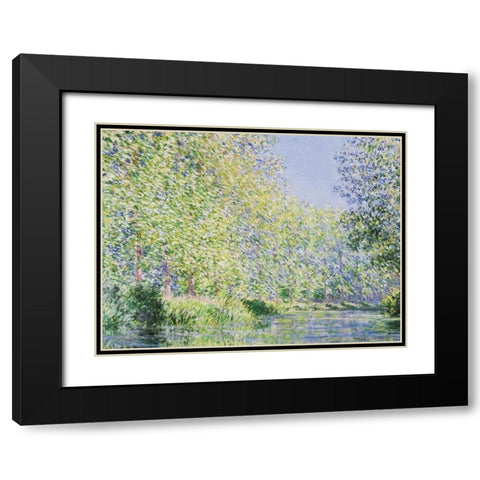 The Epte River near Giverny Black Modern Wood Framed Art Print with Double Matting by Monet, Claude