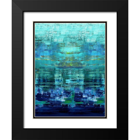 Aqua Reflections Black Modern Wood Framed Art Print with Double Matting by Corbin, Allie