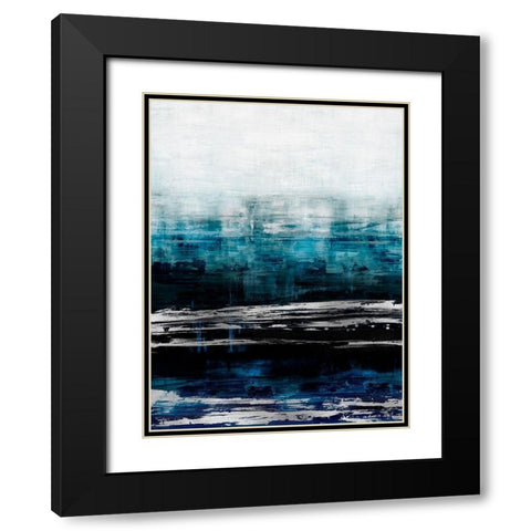 Aqua Reflections with Silver Black Modern Wood Framed Art Print with Double Matting by Corbin, Allie