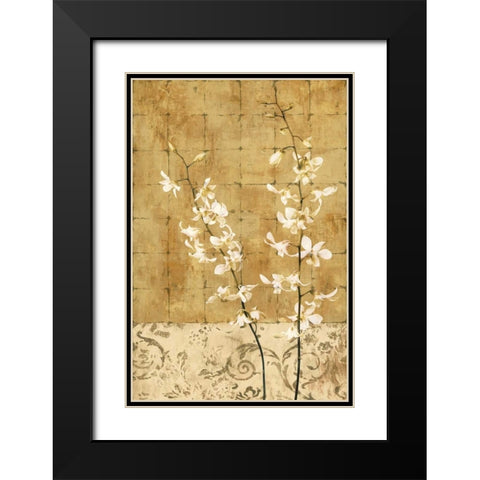 Blossoms in Gold I Black Modern Wood Framed Art Print with Double Matting by Donovan, Chris