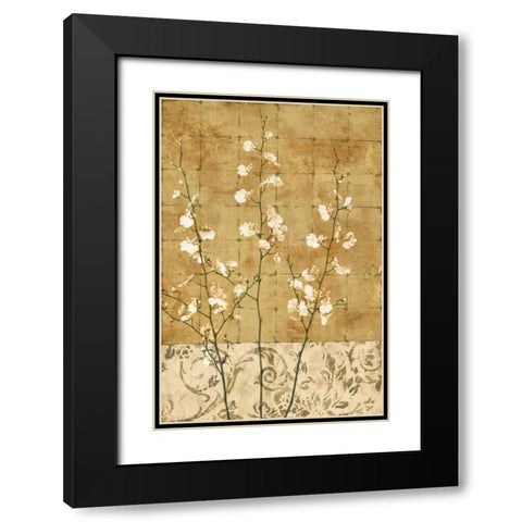 Blossoms in Gold II Black Modern Wood Framed Art Print with Double Matting by Donovan, Chris