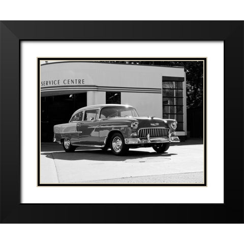 1955 Chev Belair 7 BandW Black Modern Wood Framed Art Print with Double Matting by Branson, Clive