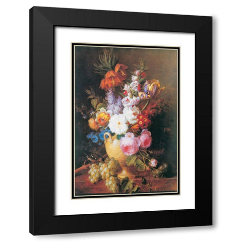 Vase de fleurs Black Modern Wood Framed Art Print with Double Matting by Van Spaendonck, Corneille