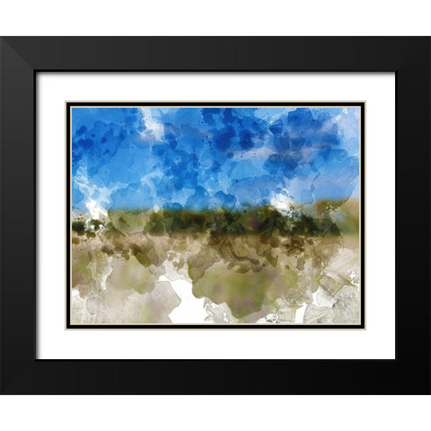 Blue with Green Horizon II Black Modern Wood Framed Art Print with Double Matting by Young, Chamira