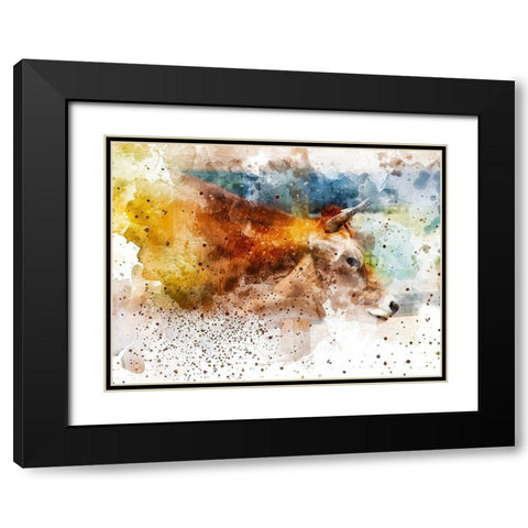 Cow I Black Modern Wood Framed Art Print with Double Matting by Young, Chamira