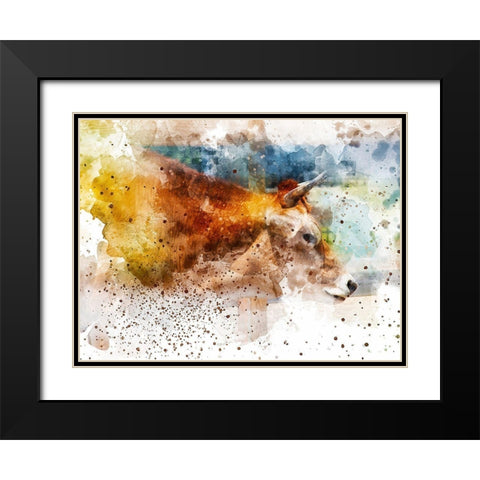 Cow I Black Modern Wood Framed Art Print with Double Matting by Young, Chamira