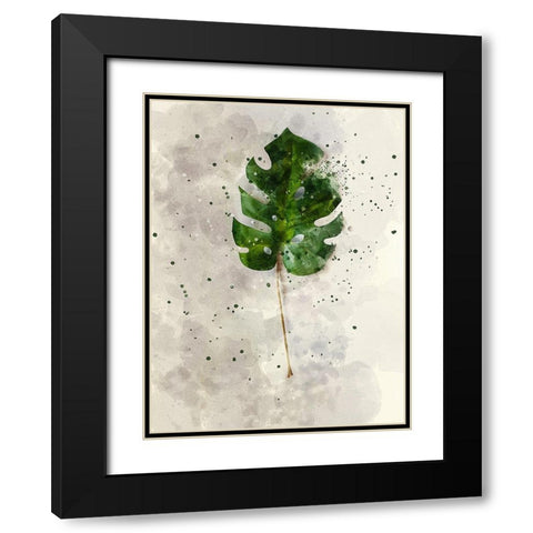 Single Leaf Black Modern Wood Framed Art Print with Double Matting by Young, Chamira