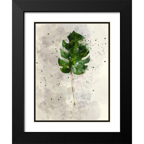 Single Leaf Black Modern Wood Framed Art Print with Double Matting by Young, Chamira