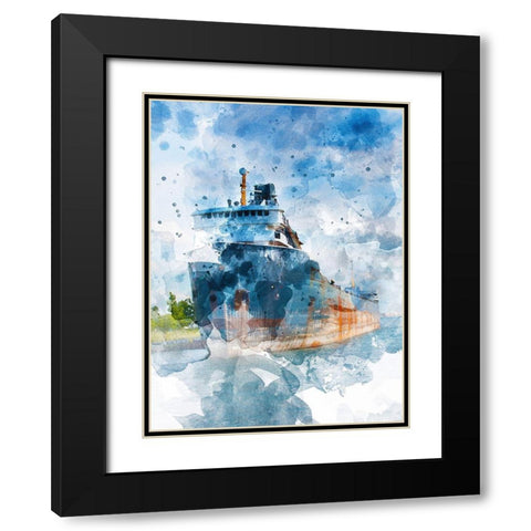 Freighter II Black Modern Wood Framed Art Print with Double Matting by Young, Chamira