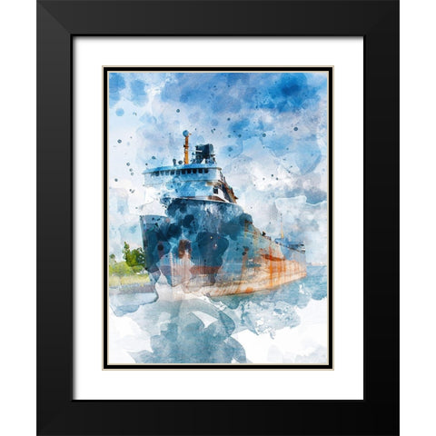 Freighter II Black Modern Wood Framed Art Print with Double Matting by Young, Chamira