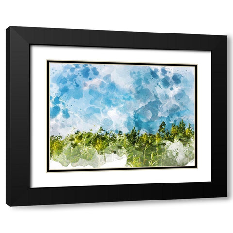 Tree Top Black Modern Wood Framed Art Print with Double Matting by Young, Chamira
