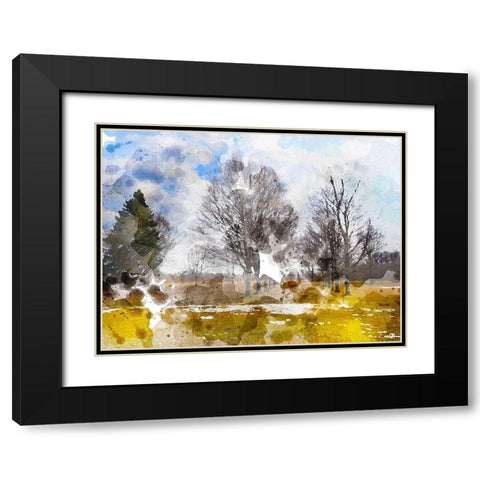 Triple Tree Black Modern Wood Framed Art Print with Double Matting by Young, Chamira