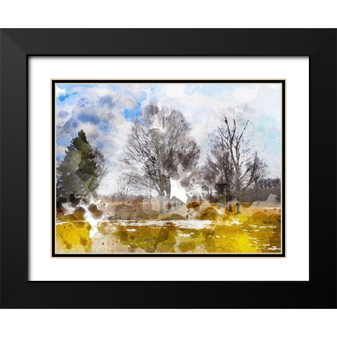 Triple Tree Black Modern Wood Framed Art Print with Double Matting by Young, Chamira