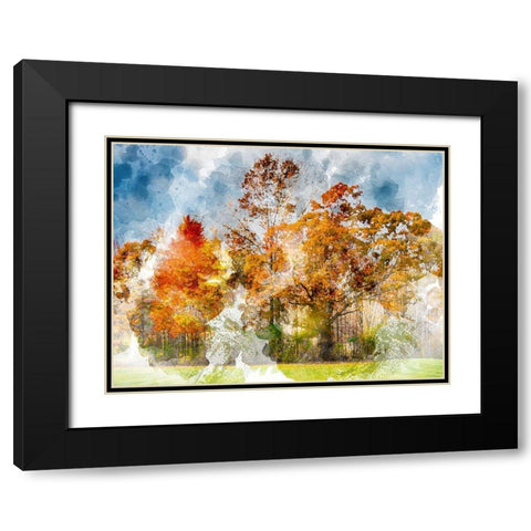 Leaves of Autumn Black Modern Wood Framed Art Print with Double Matting by Young, Chamira
