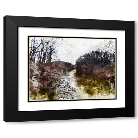 Dark Stream Black Modern Wood Framed Art Print with Double Matting by Young, Chamira