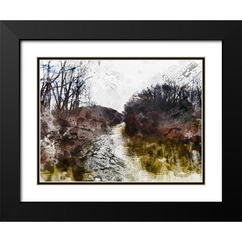 Dark Stream Black Modern Wood Framed Art Print with Double Matting by Young, Chamira