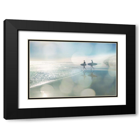 Surfers Black Modern Wood Framed Art Print with Double Matting by Davis, Devon