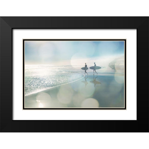 Surfers Black Modern Wood Framed Art Print with Double Matting by Davis, Devon