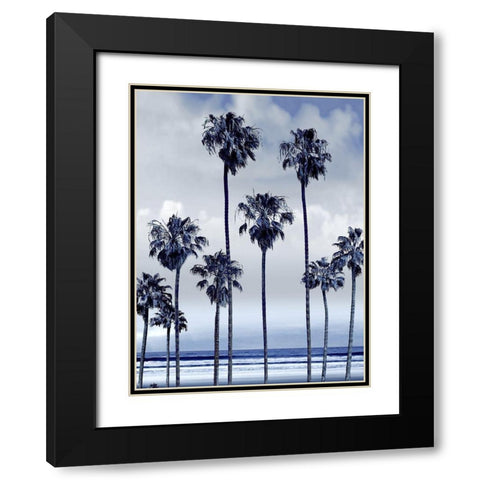 Beach Palms Indigo II Black Modern Wood Framed Art Print with Double Matting by Davis, Devon