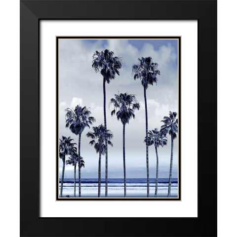 Beach Palms Indigo II Black Modern Wood Framed Art Print with Double Matting by Davis, Devon