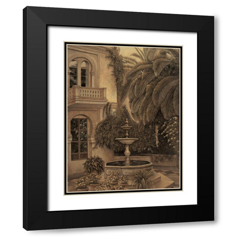 The Loggia and Fountain Black Modern Wood Framed Art Print with Double Matting by Parks, David