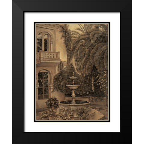 The Loggia and Fountain Black Modern Wood Framed Art Print with Double Matting by Parks, David