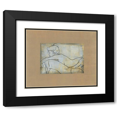 Femme allongee Black Modern Wood Framed Art Print with Double Matting by Bennion, Dan