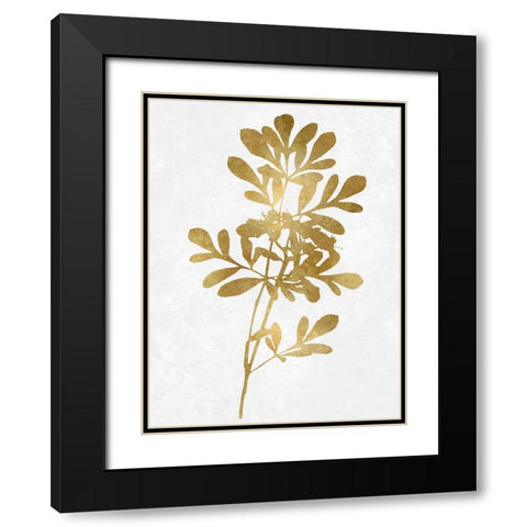 Nature Gold on White II Black Modern Wood Framed Art Print with Double Matting by Carson, Danielle