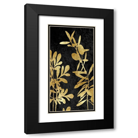 Nature Panel Gold on Black III Black Modern Wood Framed Art Print with Double Matting by Carson, Danielle