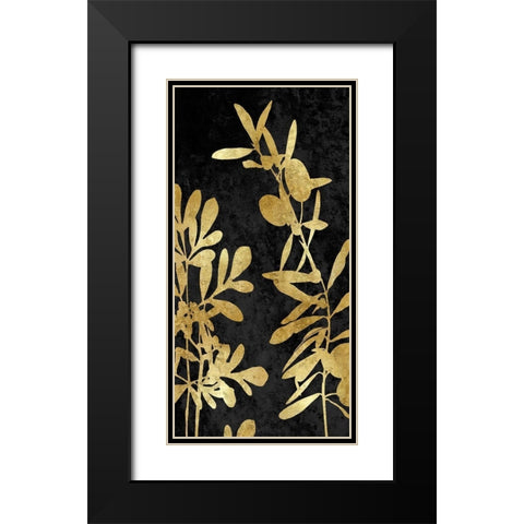 Nature Panel Gold on Black III Black Modern Wood Framed Art Print with Double Matting by Carson, Danielle