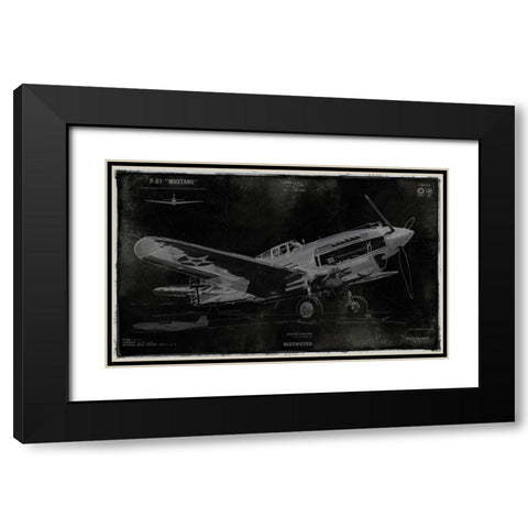 Vintage War Plane Black Modern Wood Framed Art Print with Double Matting by Matthews, Dylan