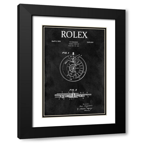 Rolex Calendar Time Piece - 195 Black Modern Wood Framed Art Print with Double Matting by Sproul, Dan