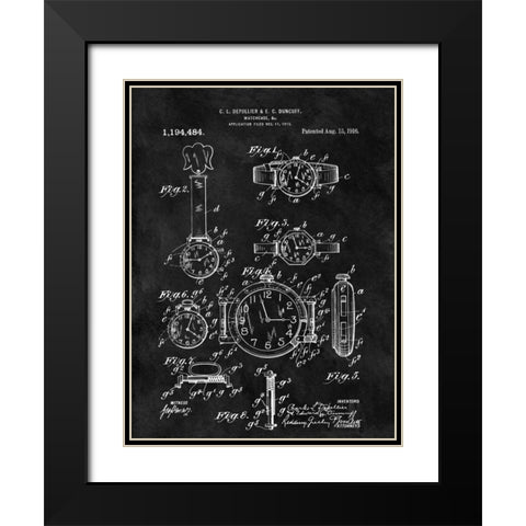 Watch Case - 1916- Black Black Modern Wood Framed Art Print with Double Matting by Sproul, Dan
