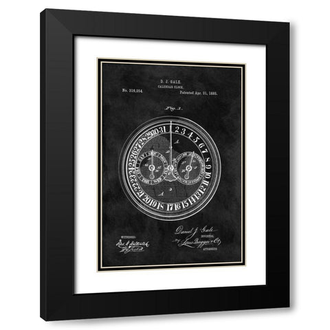 Calendar Clock - 1885-Black Black Modern Wood Framed Art Print with Double Matting by Sproul, Dan